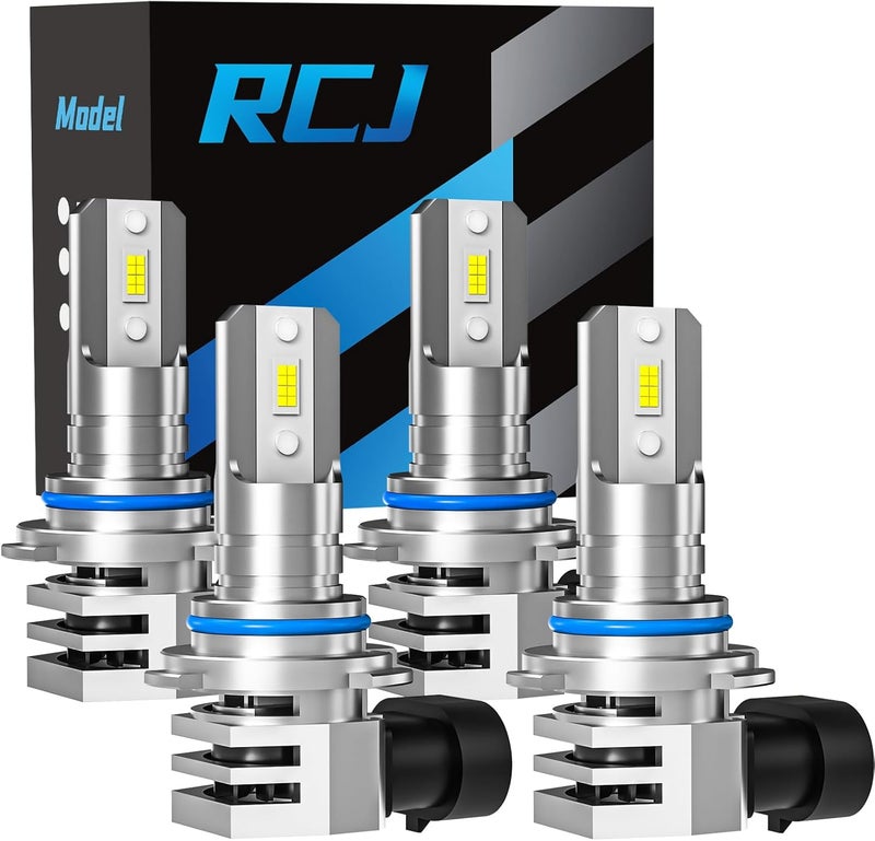 RCJ Fog Weather Light Bulbs, 9005/HB3 9006/HB4 Bulbs Combo 6000K Cool White with Cooling Fan, Plug-N-Play, Pack of 4 - Image 1